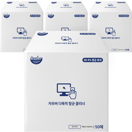 자우버 다목적 항균 클리너 티슈 50p, 4개-추천-상품