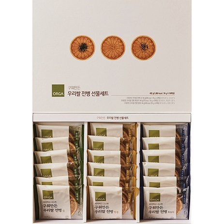 ORGA 구워만든 우리쌀 전병 김 24g x 6p + 흑임자 24g x 6p + 땅콩 24g x 6p 선물세트, 432g, 1세트-추천-상품