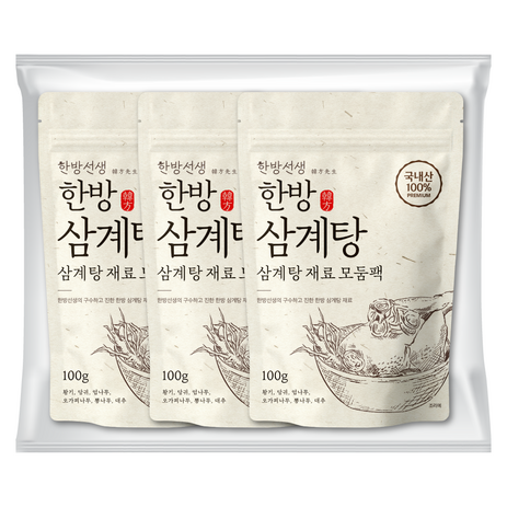 한방선생 국내산 삼계탕 재료, 100g, 3개-추천-상품