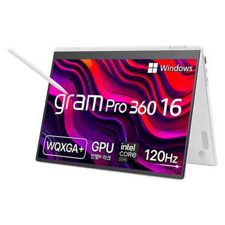 LG전자 그램 Pro 360 16 코어 울트라5 인텔 Arc, 에센스 화이트, 1280GB, 16GB, WIN11 Home, 16T90SP-KA5CK-추천-상품