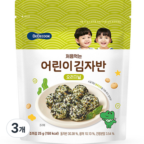 베베쿡 처음 먹는 어린이 김자반, 오리지널, 25g, 3개-추천-상품