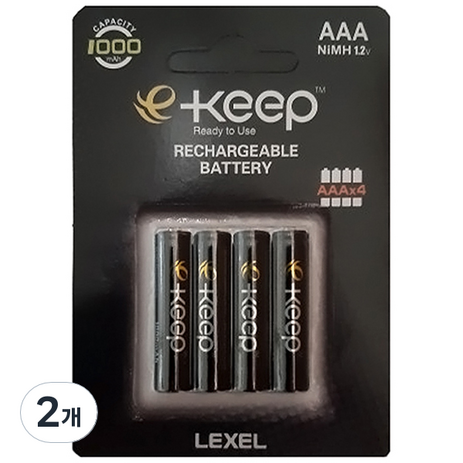 EKeep AAA 고용량 충전지 1000mAh, 4개입, 2개-추천-상품