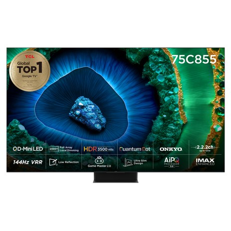 TCL 4K UHD QLED QD-MiniLED 안드로이드12 TV, 191cm(75인치), 75C855, 벽걸이형, 방문설치-추천-상품