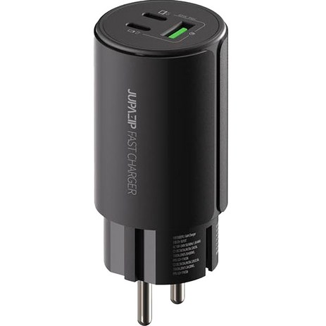 주파집 접지형 65W GaN USB PD PPS C타입 3포트 고속 충전기, 블랙, 1개-추천-상품