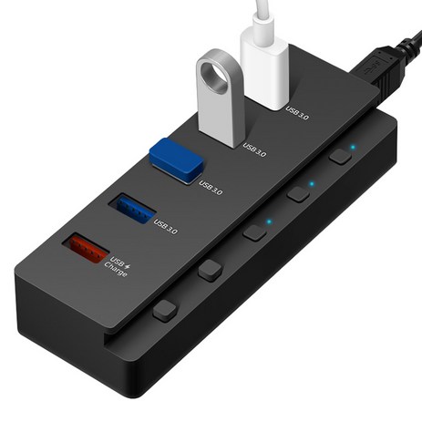 홈플래닛 5포트 USB3.0 유전원허브 HUB5P-T USB*4 + 충전*1, 블랙-추천-상품