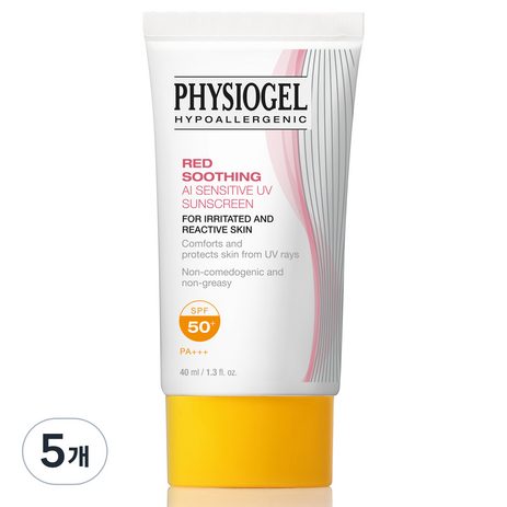 피지오겔 레드 수딩 AI 선스크린 SPF50+ PA+++, 40ml, 5개-추천-상품