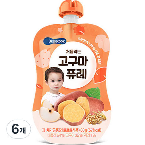 베베쿡 처음먹는 고구마 퓨레, 80g, 6개-추천-상품