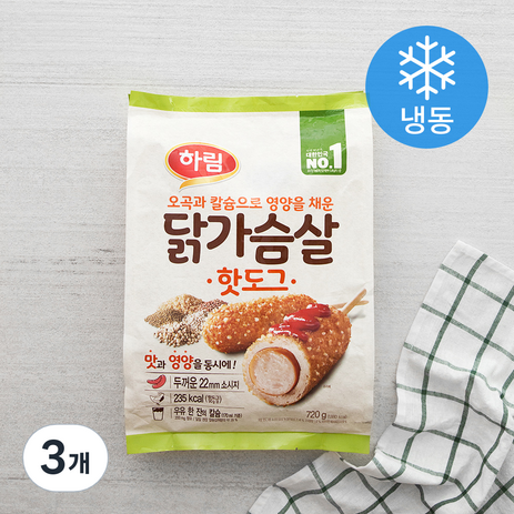 하림 닭가슴살 핫도그 8개입 (냉동), 720g, 3개-추천-상품