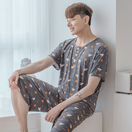 민트코코아 남성용 여름 반팔 잠옷 상하의 세트-추천-상품