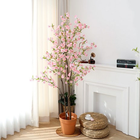 조아트 인조 꽃 화분 겹벚꽃나무 175cm, 핑크, 1개-추천-상품