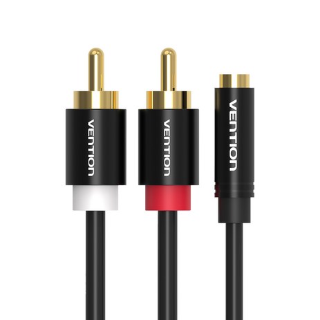 벤션 3.5mm F to 2RCA 오디오 케이블 블랙 1m, VAB-R01, 1개-추천-상품