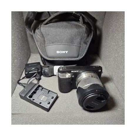 소니 Sony NEXF3 16.2MP 카메라 블랙 1855mm 렌즈 플래시 가방 묶음 작동, 1개-추천-상품