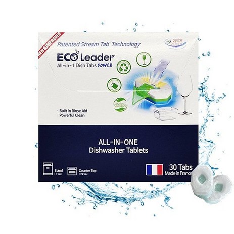 [ECO Leader] 에코리더 올인원 식기세척기세제 타블렛 파워 30알 Made in France, 3박스, 480g-추천-상품
