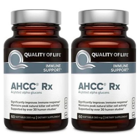 Quality of Life Labs AHCC Rx Kinoko Platinum 키노코 AHCC Rx 플래티넘 면역력 강화 300mg 60소프젤 X 2병, 60정, 2개-추천-상품