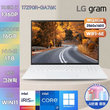 LG전자 WIN11 LG gram 17Z90R-GA76K 가벼운 노트북 학생용 가성비 노트북, WIN11 home, 16GB, 1TB, 코어i7, 스노우 화이트-추천-상품