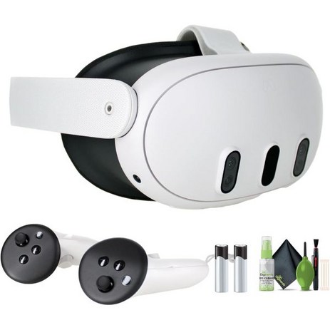 Meta Quest 3 512GB 고급 올인원 VR 헤드셋 획기적인 혼합 현실 강력한 성능 가상 번들 렌즈 청소 키트 및 액세서리, 128GB, White Basic, 1개-추천-상품
