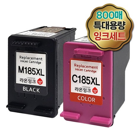 삼성 (특대용량 잉크세트) INK-M185 INK-C185 검정 컬러 SL-J1680 J1683 J1685 J1780W J1780DW J1785W M185XL C185XL 라온잉크, 1세트-추천-상품