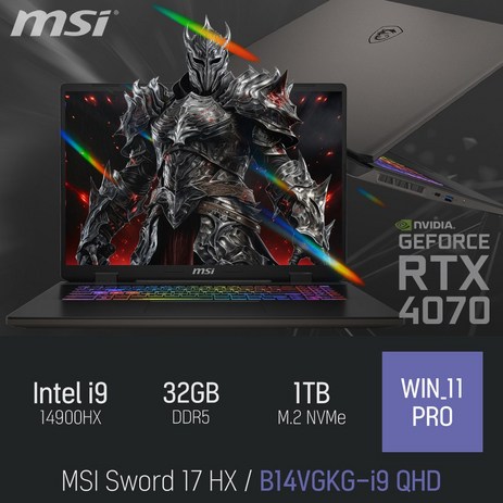 MSI 소드 17 HX B14VGKG-i9 QHD, WIN11 Pro, 32GB, 1TB, 그레이-추천-상품