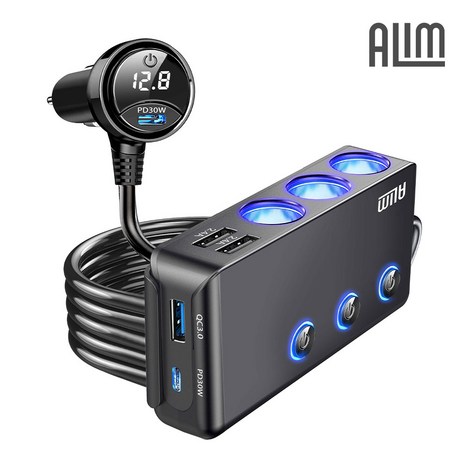 아림 120W 200W 차량용 스위치 멀티 시거잭 소켓 PD 볼트게이지 PPS C타입 초고속 충전기 소켓, 1개-추천-상품