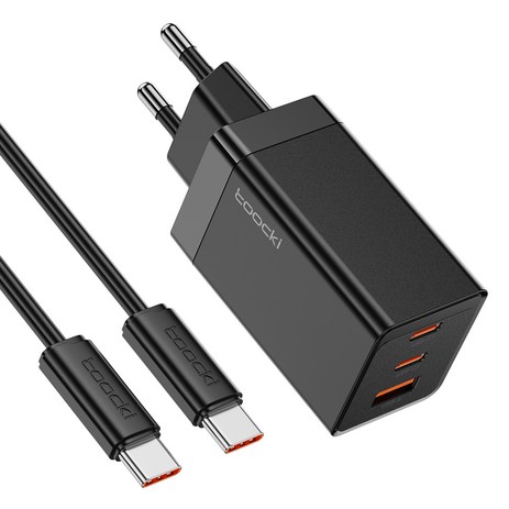Toocki 67W PPS PD.3.0 c타입 3포트 멀티 초고속 충전기 어댑터 CtoC타입 100w 초고속 충전케이블, 블랙, 1개-추천-상품
