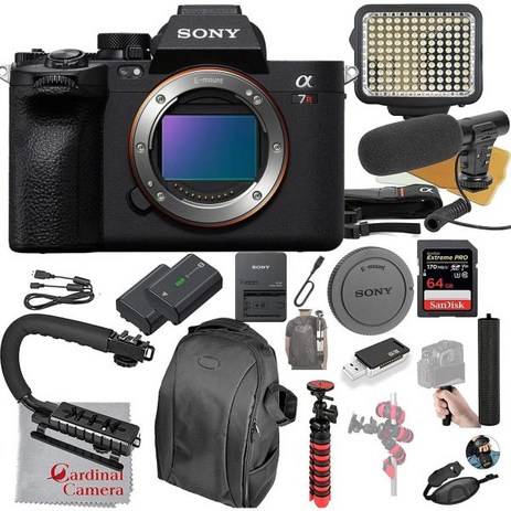 소니 카메라 Sony a7R V Mirrorless Camera Body Only (ILCE7RM5B) Video Bundle + LED Video Light + Microphon-추천-상품