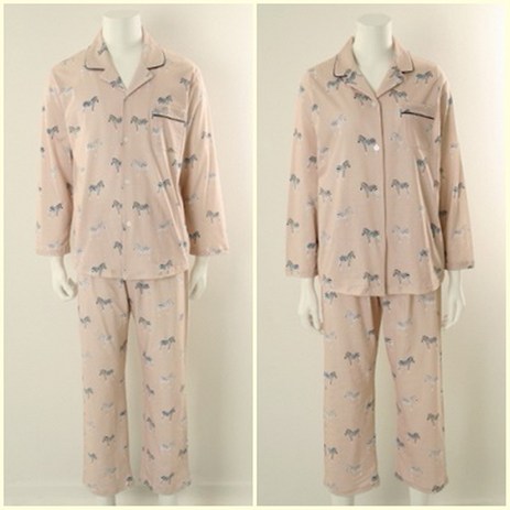 [와코루] 수입면 니트 지브라 남여파자마 셋트 잠옷 (WPA2460MW)-추천-상품