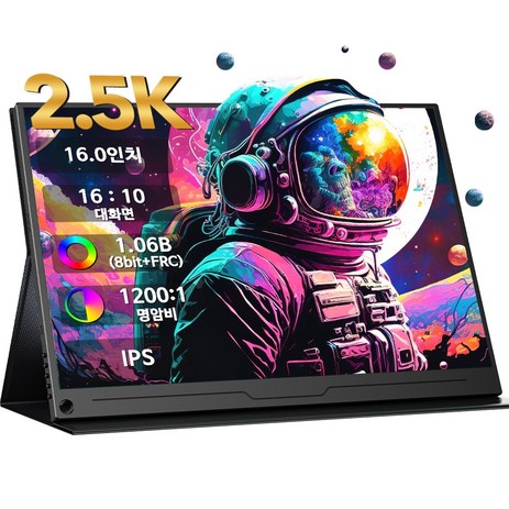 에비크 2.5K QHD 40.64cm 업무용 16인치 휴대용 모니터 1.06B 색상지원 포터블 IPS 프리즘 게임용 캠핑용, M160K01-추천-상품
