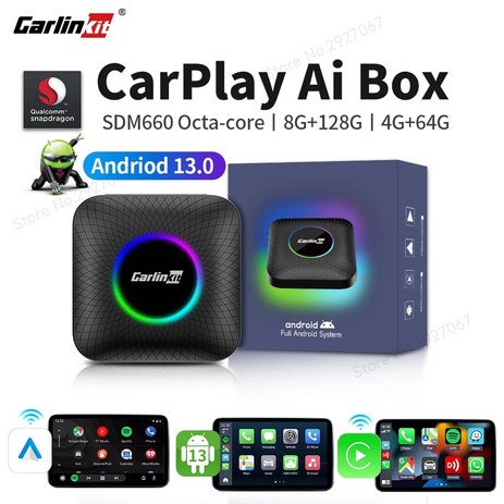 무선카플레이 CarlinKit 무선 카플레이 안드로이드 13 Ai 박스 SDM660 SM6225 OEM 차량용 스마트 카 플레이 TV 스트리밍, 1)4GB 64GB - SM6225 EAU versio-추천-상품