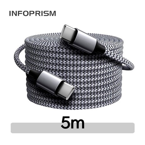 INFOPRISM / USB Type C to C타입 고속 충전 데이터 케이블 3m 5m 8m 패브릭 롱케이블 긴케이블 ICC-80, 그레이, 1개-추천-상품