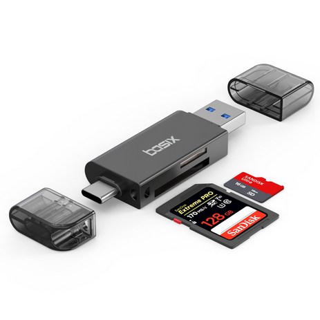 베이식스 USB 3.0 C타입 SD카드 리더기 메탈바디, 1개-추천-상품