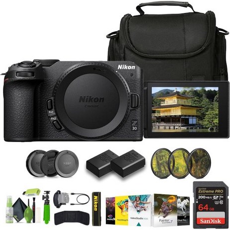 니콘 카메라 Nikon Z30 Lightweight Mirrorless Camera + ENEL25 Replacement Battery + Soft Case + Memory Car-추천-상품