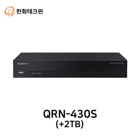 한화테크윈 QRN-430S(2TB) 800만화소 IP네트워크 4채널 NVR 녹화기 POE 4K, 1개-추천-상품