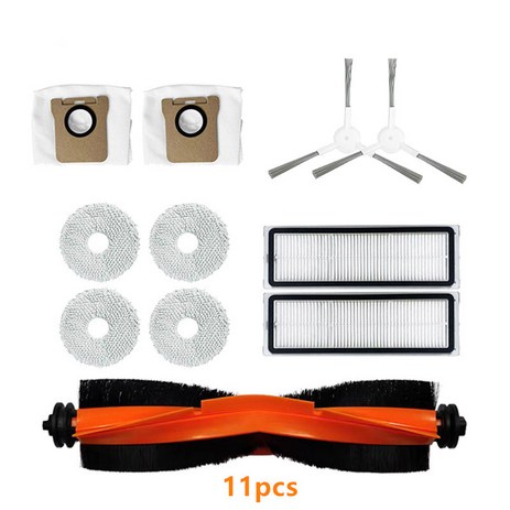 Dreame S10 L10S Ultra xiaomi X10+ B101CN C102CN 로봇 진공청소기 메인 롤러 브러시/사이드 브러시/트레일러/먼지봉투/HEPA 필터 부품, 11개, 01 11PCS-추천-상품