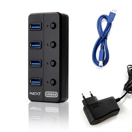 NEXT-704U3 고속 USB 3.0 4포트 허브 아답터 포함-추천-상품