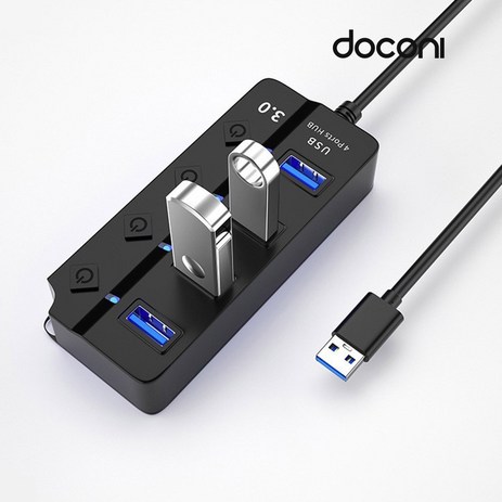 도코니 3.0 USB 허브 4포트, 블랙 USB 3.0-추천-상품