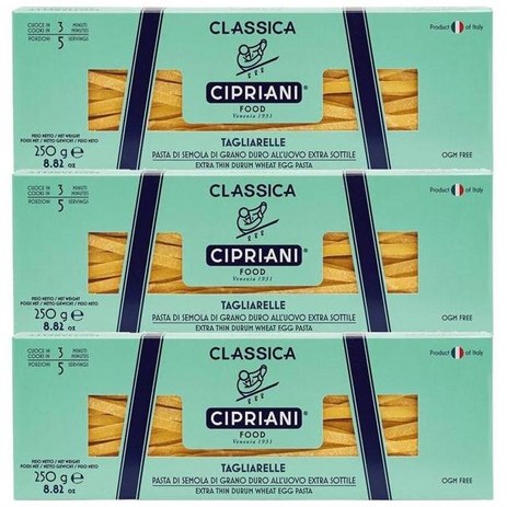 Cipriani Tagliarelle wheat eggs Pasta 치프리아니 탈리알레리 밀 에그 파스타 면 250g 3팩, 3개-추천-상품