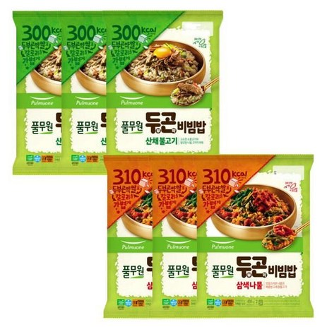 풀무원 두부곤약 비빔밥 12인분(6봉) (삼색나물6+산채불고기6)-추천-상품