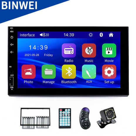 binwei 2 din car radio 7inch hd autoradio 멀티미디어 플레이어 2din 터치 스크린 auto audio mp5 bluetooth usb tf fm, ym60207-추천-상품