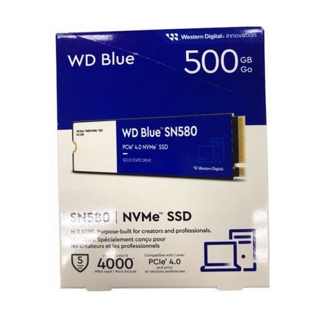 웨스턴 디지털 WD 블루 SN580 1TB M.2 NVMe 내장 SSD WDS100T3B0E00CHFO 116777-추천-상품