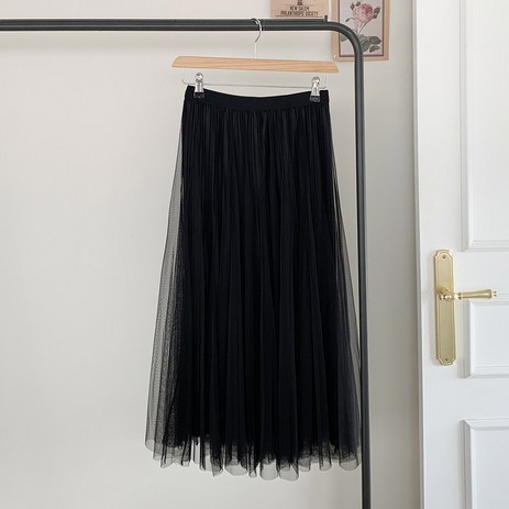[행복여] 또륵 이중 플리츠 레이스 샤 스커트-추천-상품