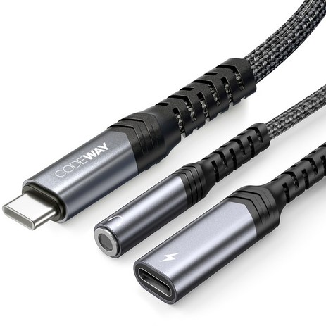 코드웨이 USB C to 3.5 + C타입 이어폰 고속충전 듀얼 젠더, 1개-추천-상품