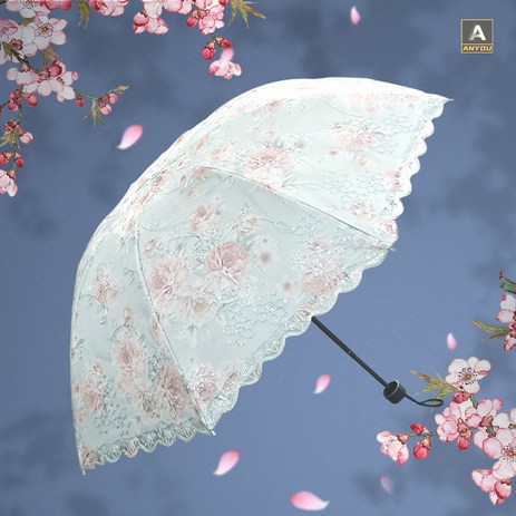 Anyou-양산-여자-튼튼한-접이식-암막-3단-우산-이중-레이스-양산-추천-상품