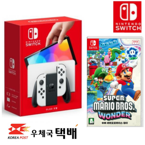 닌텐도 스위치 OLED모델, 닌텐도 OLED 화이트+슈퍼 마리오브라더스 원더-추천-상품