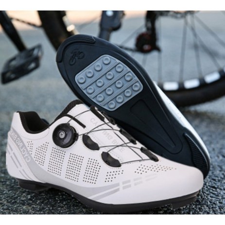 (당일배송)국내배송 HIT No.7 초경량 평페달 자전거신발 사이클 슈즈 로드 MTB S4, 43, 평페달 화이트-추천-상품