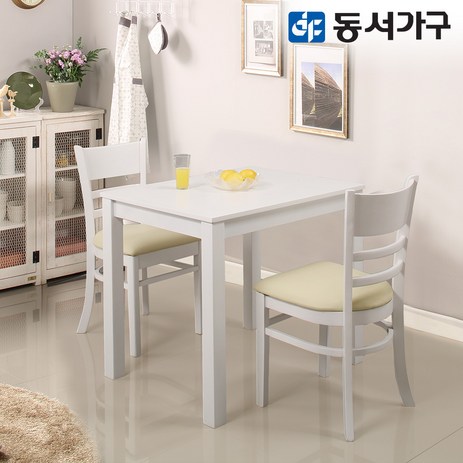 동서가구 CV모던 2인 원목 우드 식탁 테이블 세트/의자 포함 DF626180, 화이트-추천-상품