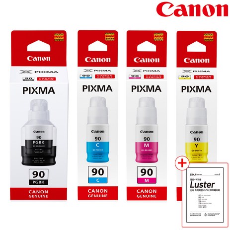 캐논정품 GI-90 검정+칼라 세트 / CANON PIXMA G7091 무한 프린터 충전 잉크 GI90, 검정+칼라세트, 1세트-추천-상품