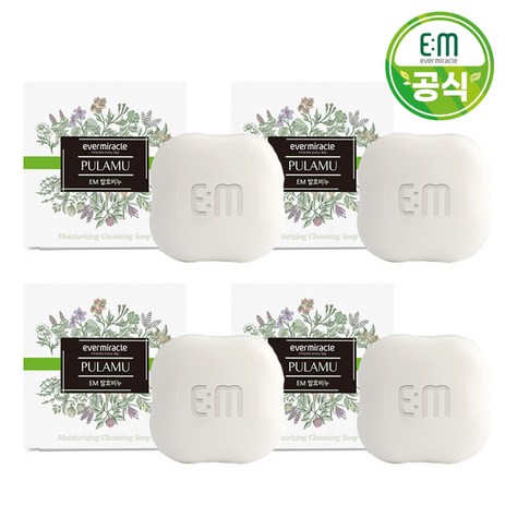 [에버미라클] EM 발효비누 4개/100%식물성오일/촉촉한보습, 100g, 4개-추천-상품