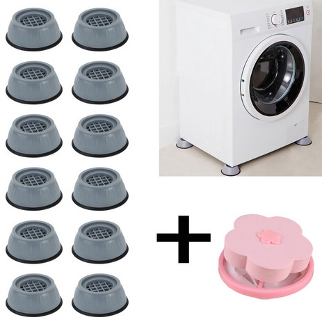 세탁기 진동방지 패드 높이조절 소음 다리받침12개 먼지망 세트, 1세트-추천-상품