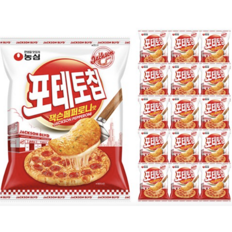 농심 포테토칩 잭슨페퍼로니맛, 50g, 16개-추천-상품