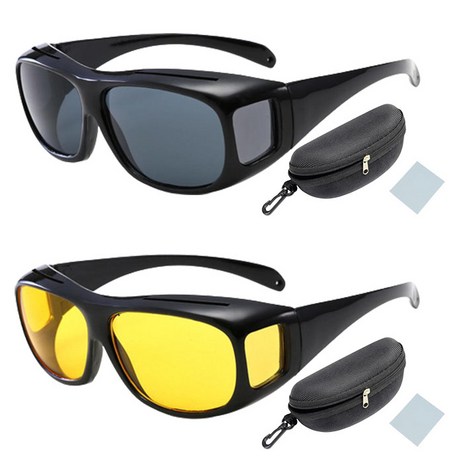 루세스 안경위에 쓰는 주/야간용 편광 선글라스 총 2P 케이스 안경닦이 구성-추천-상품